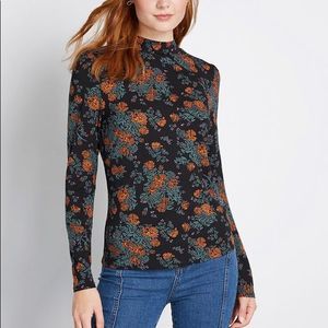 ModCloth Floral Mockneck Top size L